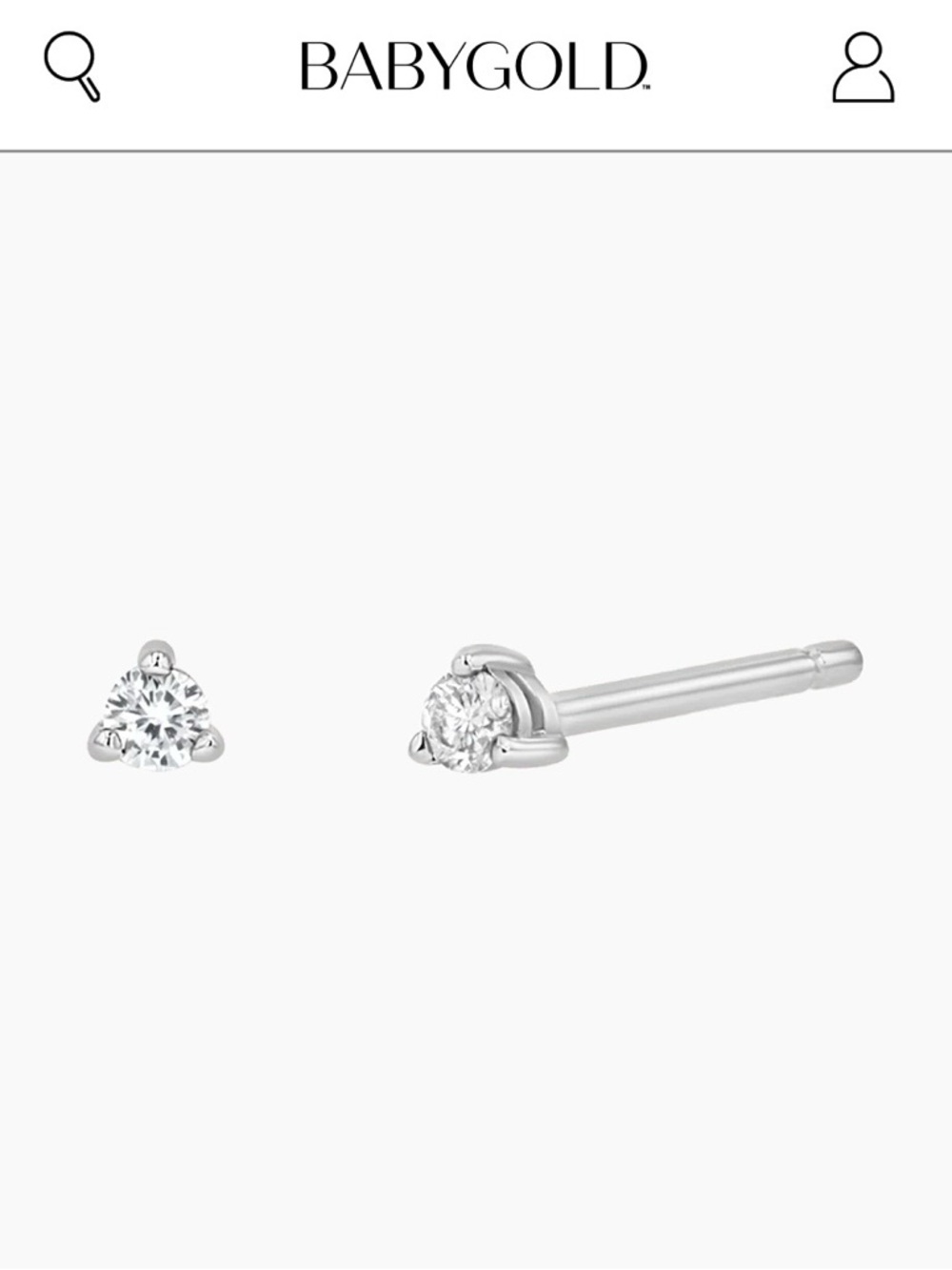 BABYGOLD Diamond Solitaire Stud Earrings in White - Picture 1 of 7